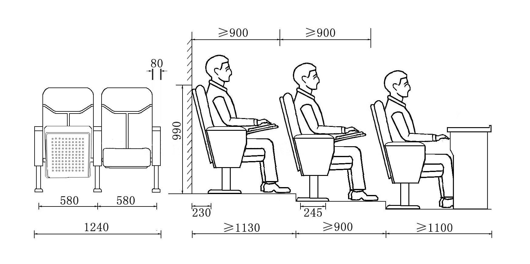 Bản vẽ kỹ thuật Ghế hội trường TCG16