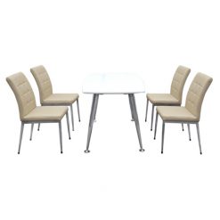 Bộ bàn ghế ăn cao cấp B68-G68 màu trắng