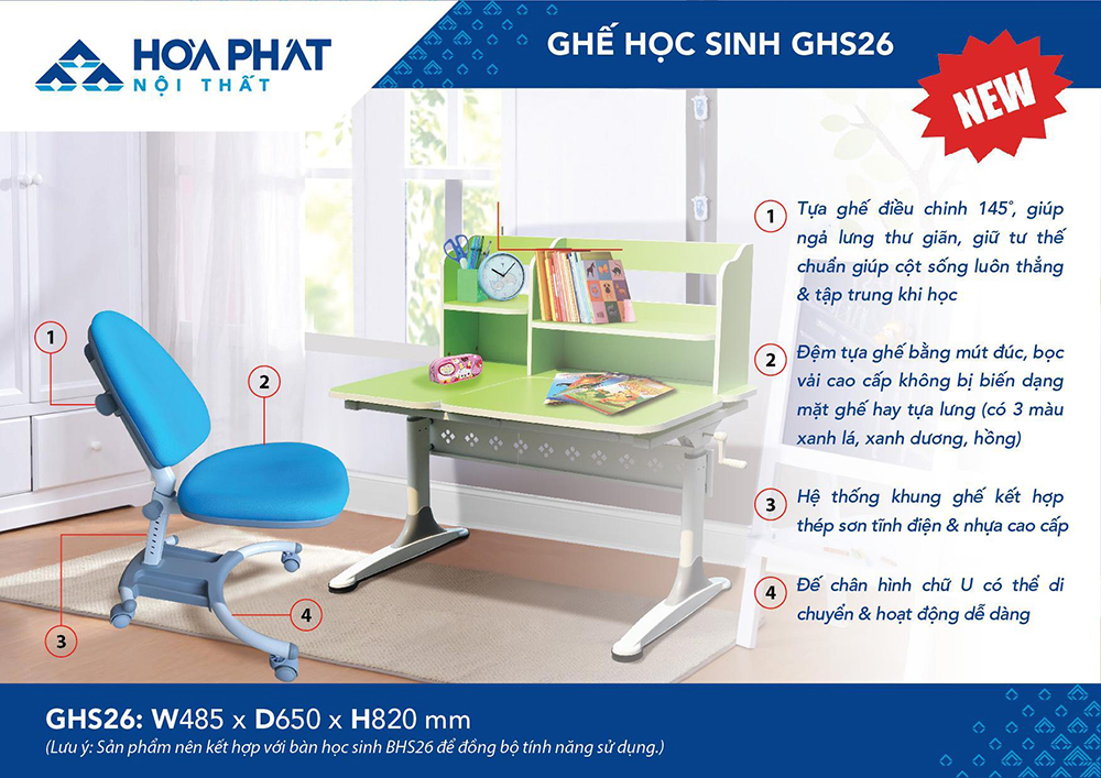 Ghế học sinh Hòa Phát GHS26