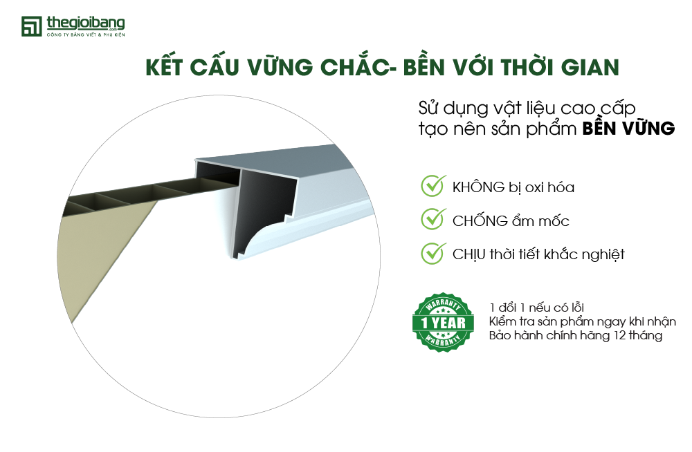 Bảng từ trắng Easyboard kết cấu bền vững