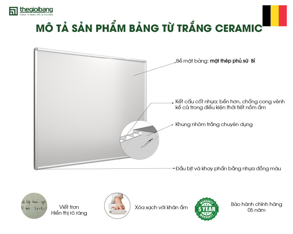 Bảng từ trắng Ceramic