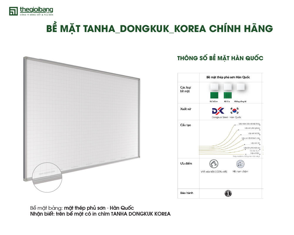 Bảng từ trắng với bề mặt Hàn Quốc- Tanha Dongkuk Korea