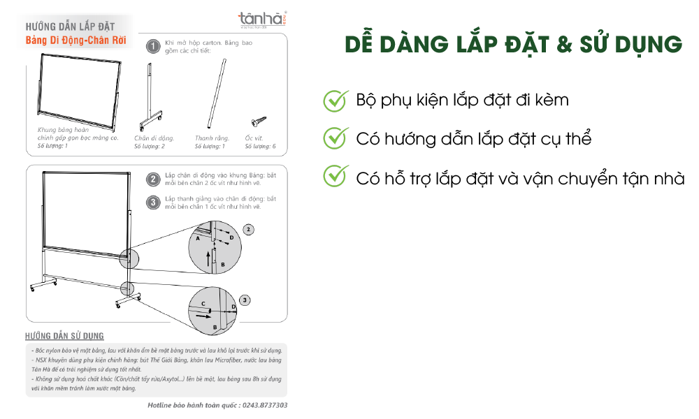 Hướng dẫn lắp đặt và sử dụng bảng di động một mặt