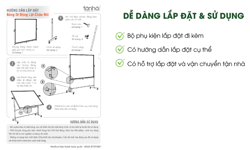 Hướng dẫn lắp đặt sản phẩm bảng di động 2 mặt