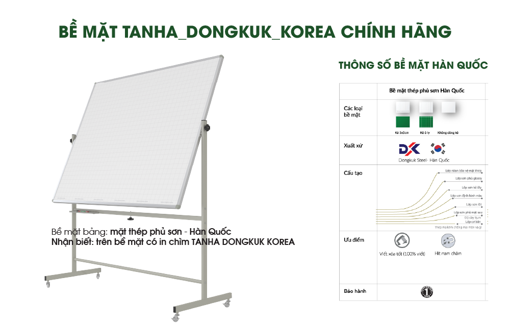 Bảng di động 2 mặt trắng- bề mặt Hàn Quốc