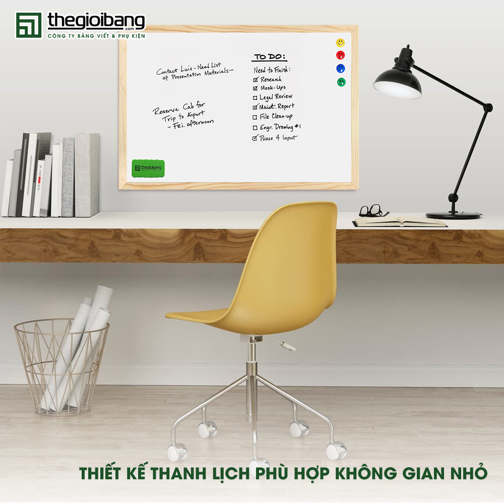 Bảng từ trắng khung gỗ- Thiết kế thanh lịch