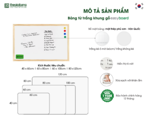 Mô tả sản phẩm bảng từ trắng khung gỗ